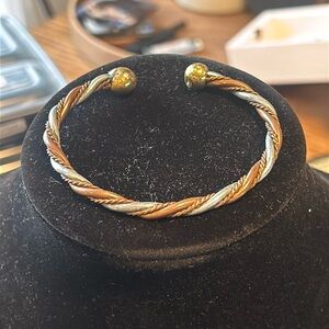 Vintage artisan handmade twisted mixed metal cuff BRACELET copper brass silver